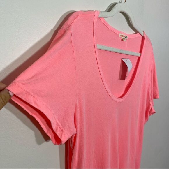 ANTHROPOLOGIE Sundry 100% Cotton Crew Neck T-Shirt in Neon Pink - Size Large - Picture 5 of 5